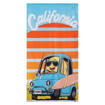 Toalha de Praia KazzaVip Microfibra 100% Poliéster Estampada Anti Areia California 60cm x 110m Laranja