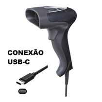 17664206629922 Scanner Leitor Código Barras Barcode com Fio e Conector USB-C para Celular Smartphone Tablet Android