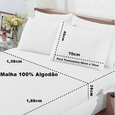 Jogo de Cama Buettner Casal Malha Basic Liso 3 Peças Branco