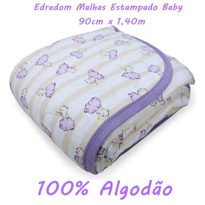 Edredom KazzaVip Baby Malha 100% Algodão Linha Casa Berço Americano Estampado Ursinhos Branco