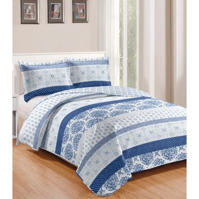 Colcha Queen Bouti Patchwork Microfibra Rozac Azul UN / Azul