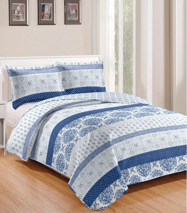 Colcha Queen Bouti Patchwork Microfibra Rozac Azul UN / Azul