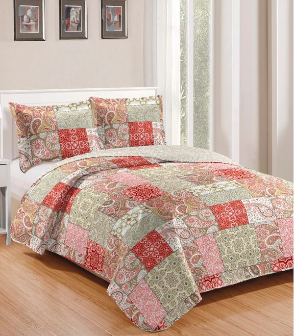 Colcha Casal Bouti Patchwork Microfibra Rozac Marrom UN / Marrom
