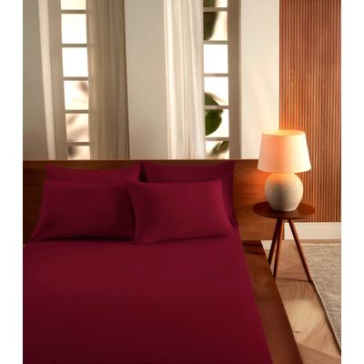 Jogo De Cama King Malha 3 Peças Liso Vivaldi Vermelho UN / Vermelho