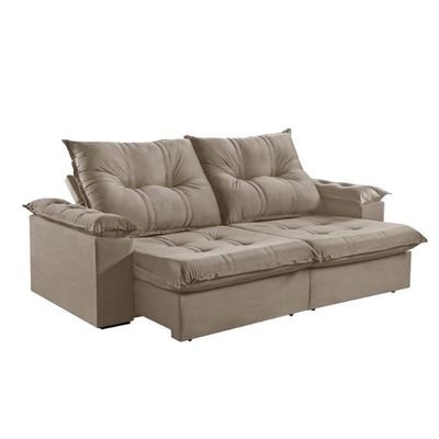 Sofá 5 Lugares Retrátil 290cm Reclinável Molas Bonel M-191 Bege