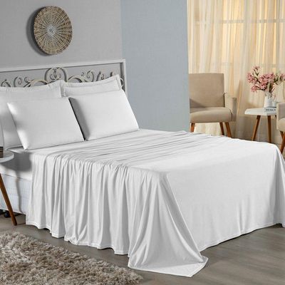 Lençol De Cima Queen Nobre 1 Peça 2,50m X 2,40m Malha 100% Algodão - Branco