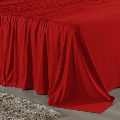 Lençol De Cima King Nobre 1 Peça 2,50m X 2,90m Malha 100% Algodão - Vermelho