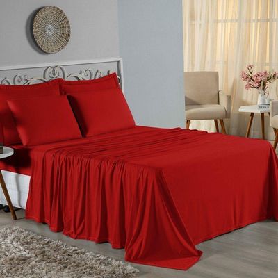 Lençol De Cima King Nobre 1 Peça 2,50m X 2,90m Malha 100% Algodão - Vermelho