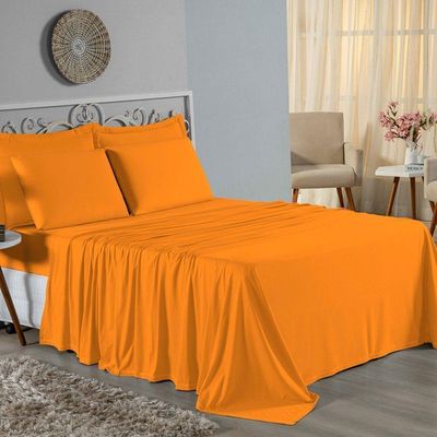 Lençol De Cima Queen Nobre 1 Peça 2,50m X 2,40m Malha 100% Algodão - Laranja