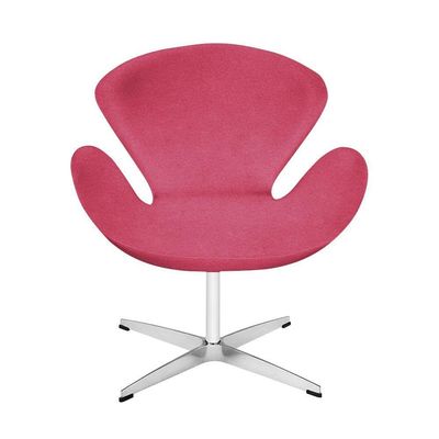 Poltrona Swan Suede Rosa Base Alumínio Giratória