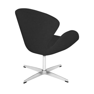 Poltrona Swan Linho Preto Base Alumínio Giratória