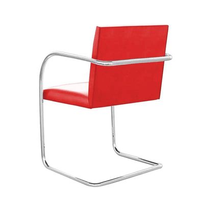 Kit 4 Cadeiras Brno Para Escritório Couro Sintético Vermelho Tubular Cromada