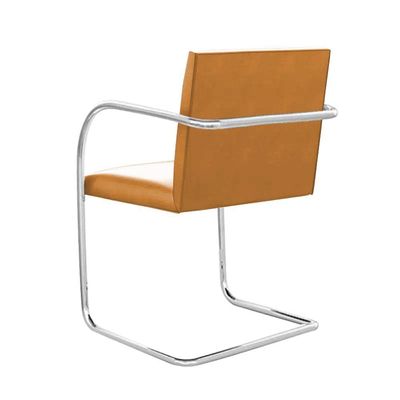 Kit 4 Cadeiras Brno Para Escritório Couro Sintético Caramelo Tubular Cromada