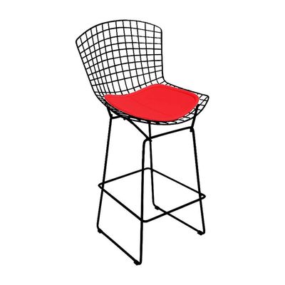 Banqueta Bertoia Preta D80 Assento Vermelho