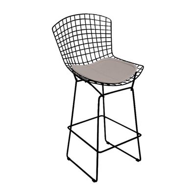 Kit 2 Banquetas Alta Bistrô Bertoia Preta D80 Com Assento Bege