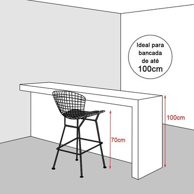 Banqueta Bertoia Preta D70 Assento Preto