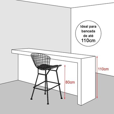 Banqueta Bertoia Branca D80 Assento Preto