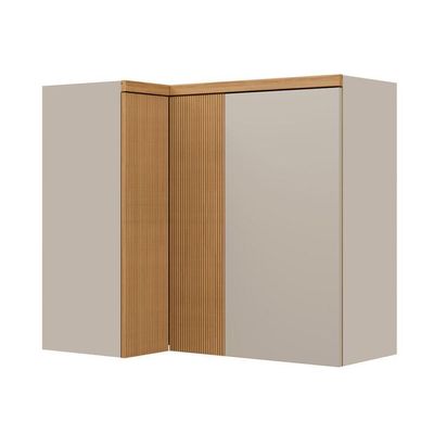 Armário Canto 3 Portas Allure Linea Brasil Mdf Jequitiba/gris Fosco