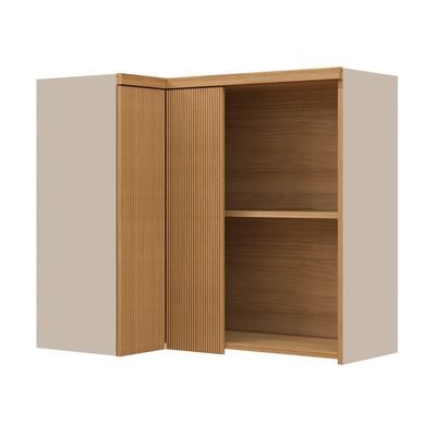 Armário Canto 3 Portas Allure Linea Brasil Mdf Jequitiba/gris Fosco