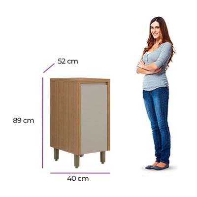 Balcão Com Tampo Allure Linea Brasil 40cm Mdf Jequitiba/gris Fosco