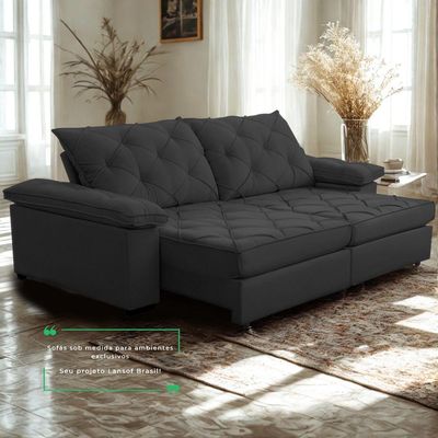 Sofá Retrátil E Reclinável 2,70m Clara | Conforto Premium E Design Elegante | Lansof Cores Grafite