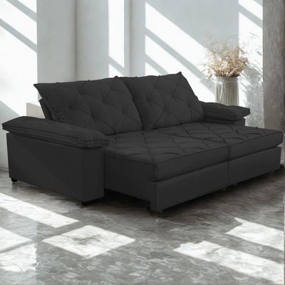 Sofá Retrátil E Reclinável 2,70m Clara | Conforto Premium E Design Elegante | Lansof Cores Grafite