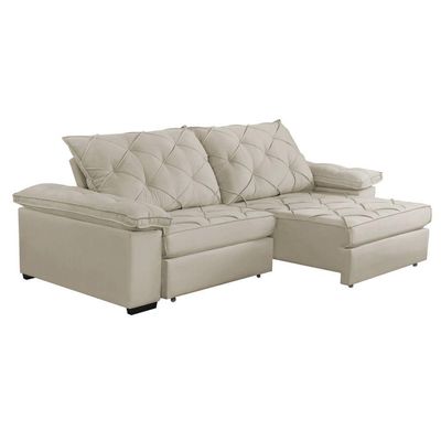Sofá Retrátil E Reclinável 2,60m Clara | Conforto Premium E Design Elegante | Lansof Cores Bege