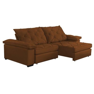 Sofá Retrátil E Reclinável 2,60m Clara | Conforto Premium E Design Elegante | Lansof Cores Terracota