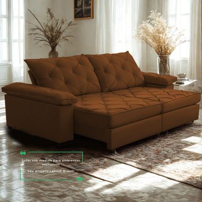 Sofá Retrátil E Reclinável 2,60m Clara | Conforto Premium E Design Elegante | Lansof Cores Terracota