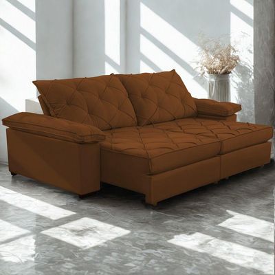 Sofá Retrátil E Reclinável 2,60m Clara | Conforto Premium E Design Elegante | Lansof Cores Terracota