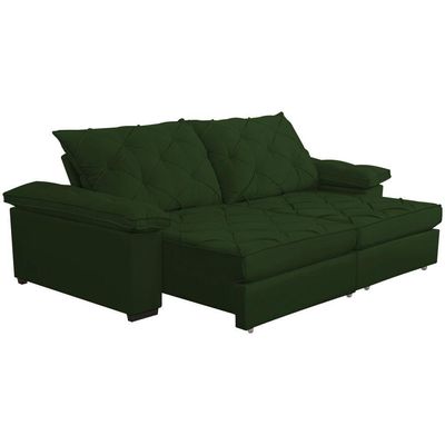 Sofá Retrátil E Reclinável 2,50m Clara | Conforto Premium E Design Elegante | Lansof Cores Verde