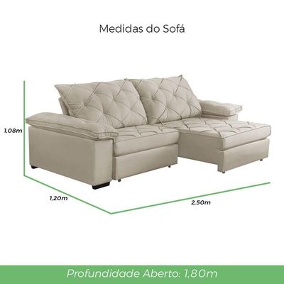 Sofá Retrátil E Reclinável 2,50m Clara | Conforto Premium E Design Elegante | Lansof Cores Bege