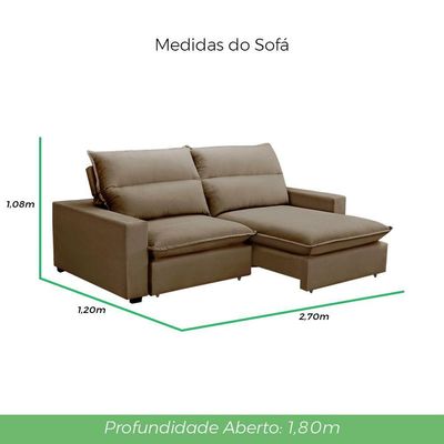 Sofá Retrátil E Reclinável 2 Lugares 2,90m Andreza Veludo Lansofbr Capuccino