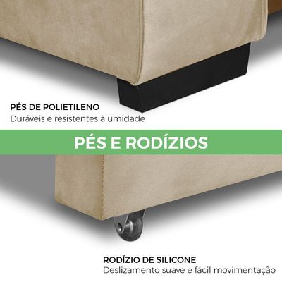 Sofá Retrátil E Reclinável 2 Lugares 2,70m Andreza Veludo Lansofbr Bege