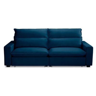 Sofá Retrátil E Reclinável 2 Lugares 2,10m Andreza Veludo Lansofbr Azul Marinho