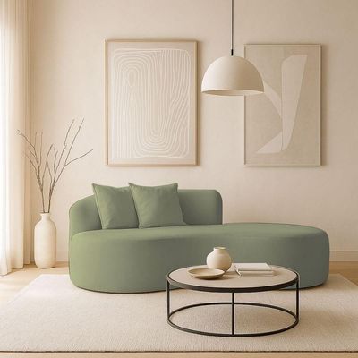 Sofá Orgânico Sala E Recepção Bouclé Verde