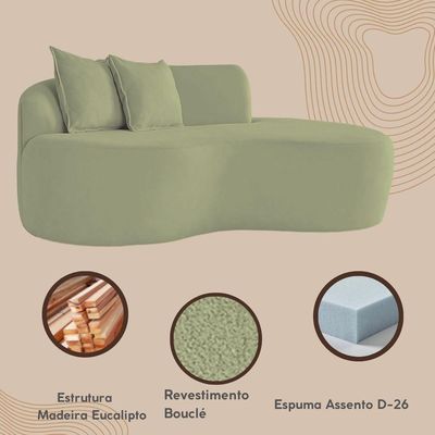 Sofá Orgânico Sala E Recepção Bouclé Verde