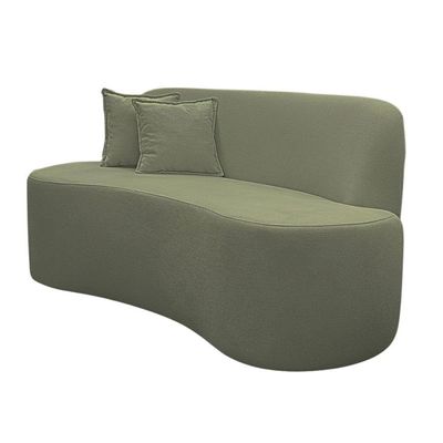 Sofá Ondulado Orgânico Pequeno 2 Lugares Sala Bouclé Bouclé Verde