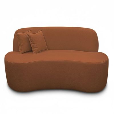 Sofá Ondulado Orgânico Pequeno 2 Lugares Sala Bouclé Bouclé Terracota