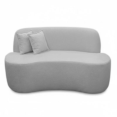 Sofá Minimalista Orgânico 2 Lugares Sala Bouclé Bouclé Cinza