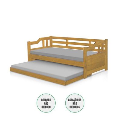 Sofá Cama Madeira Maciça Rústico Solteiro - Imbuia