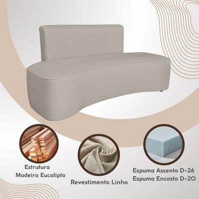 Sofá Forma Orgânico 3 Lugares Recepção Sala Curvo Escritório Bege