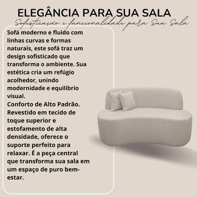 Sofá Minimalista Orgânico 2 Lugares Sala Bouclé Bouclé Branco
