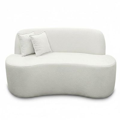 Sofá Minimalista Orgânico 2 Lugares Sala Bouclé Bouclé Branco