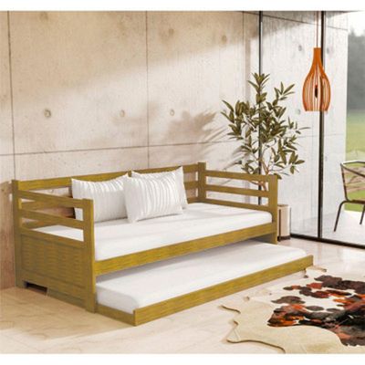 Sofá Cama Madeira Solteiro Vintage Enjoy Imbuia Acompanha Prateleira Rústica