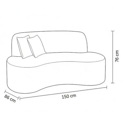 Sofá Minimalista Orgânico 2 Lugares Sala Bouclé Bouclé Branco
