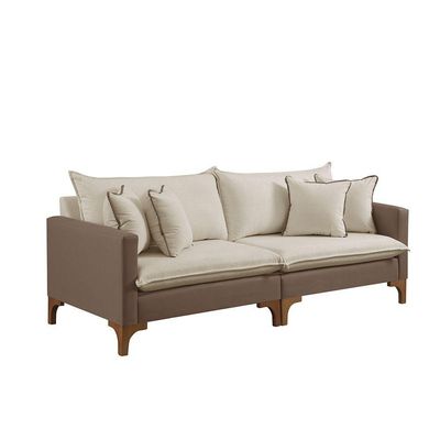 Sofá Fixo 3 Lugares M-195 2,20m Estofados Martins Linho Creme