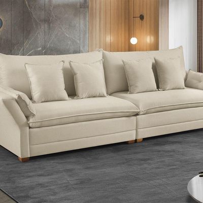 Sofá Fixo 3 Lugares M-198 2,30m Estofados Martins Creme