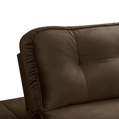 Sofa Retratil Reclinavel 2 Lugares 2,90 Vitória Veludo Marrom Lansofbr
