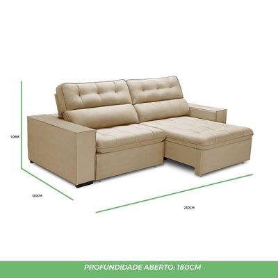Sofa Retratil Reclinavel 2 Lugares 2,30 Vitória Veludo Bege Lansofbr
